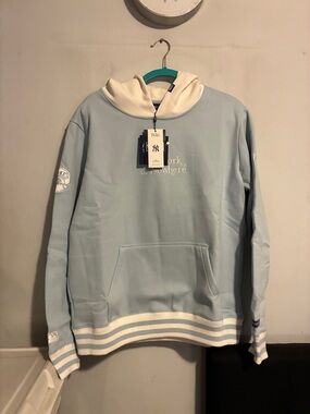 NYON Yankees Motto Light Blue and Cream Hoodie